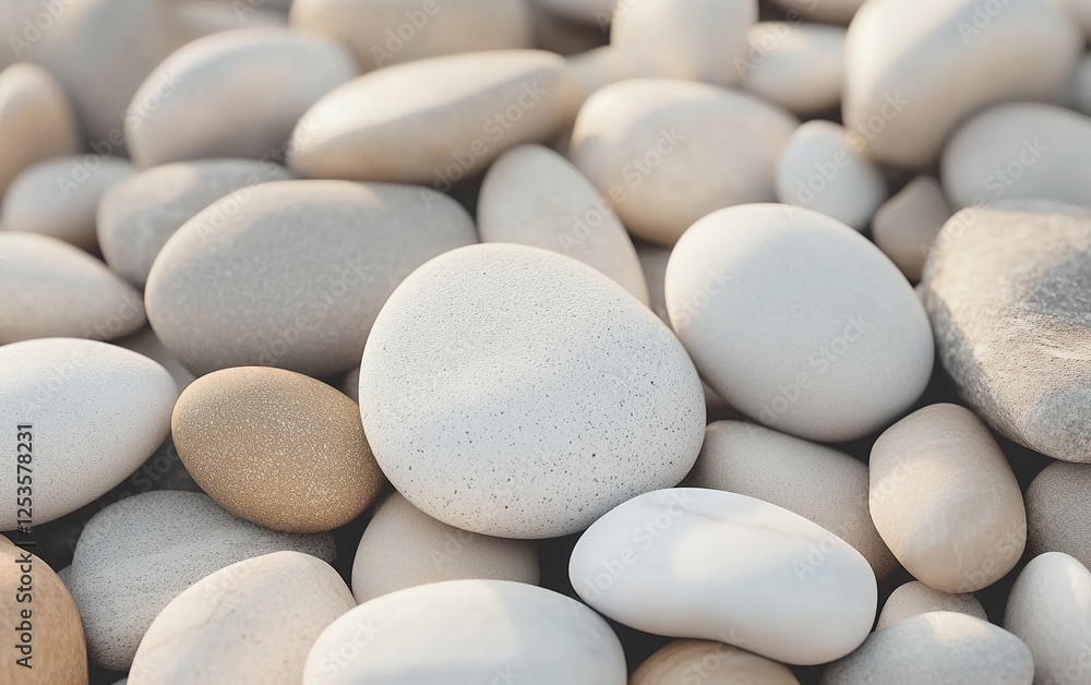 White, beige, and soft grey pebbles with smooth finish and elegant texture for calm and natural stone backgrounds White, beige, and soft grey pebbles with smooth finish and elegant texture for calm and natural stone backgrounds