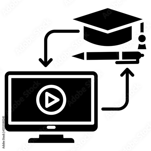 Blended Learning Glyph Icon