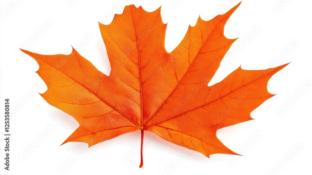 Fototapeta premium Isolated orange maple tree leaf on white