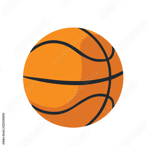 colored basketball game symbol, hand drawn vector illustration