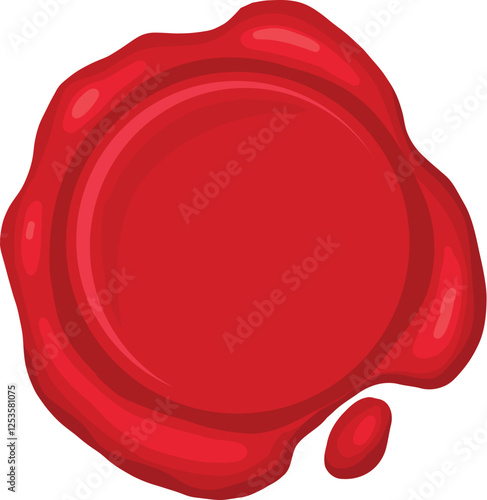 Cartoon wax stamp. Vintage postage seal stamp, red wax label marks, medieval post signet flat vector illustration icon. Postal paraffin stamps