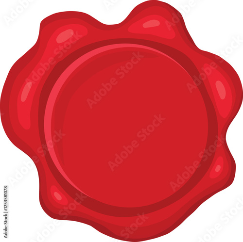 Cartoon wax stamp. Vintage postage seal stamp, red wax label marks, medieval post signet flat vector illustration icon. Postal paraffin stamps