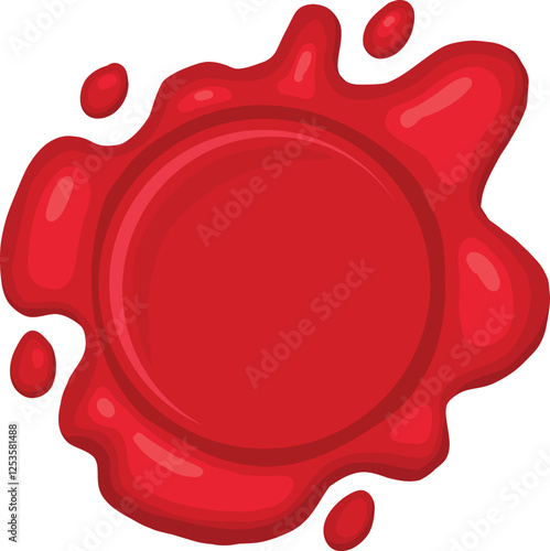 Cartoon wax stamp. Vintage postage seal stamp, red wax label marks, medieval post signet flat vector illustration icon. Postal paraffin stamps