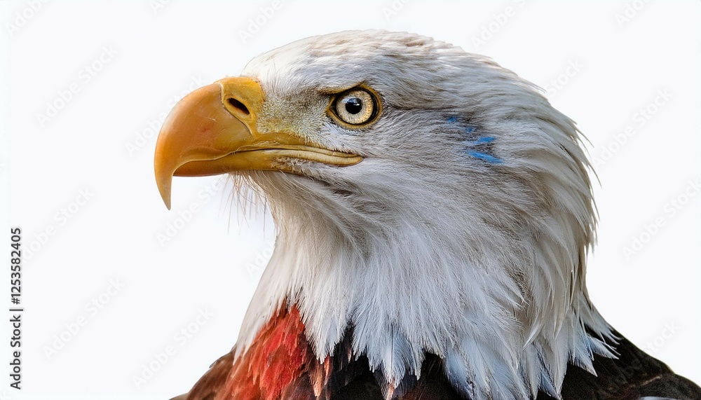 american bald eagle with red white and blue feathers on white background american bald eagle with red white and blue feathers on white background