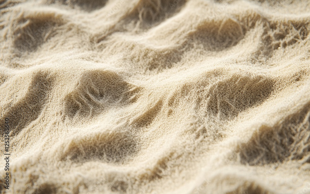 Obraz premium Fine golden sand dunes with detailed wind patterns creating natural abstract background with soft shadows and organic flowing textures for design inspiration