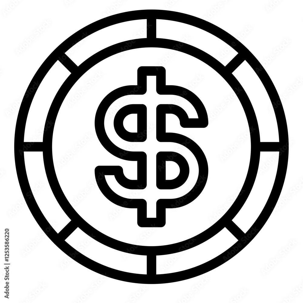 Stylish Dollar Sign Casino Chip Icon Stylish Dollar Sign Casino Chip Icon