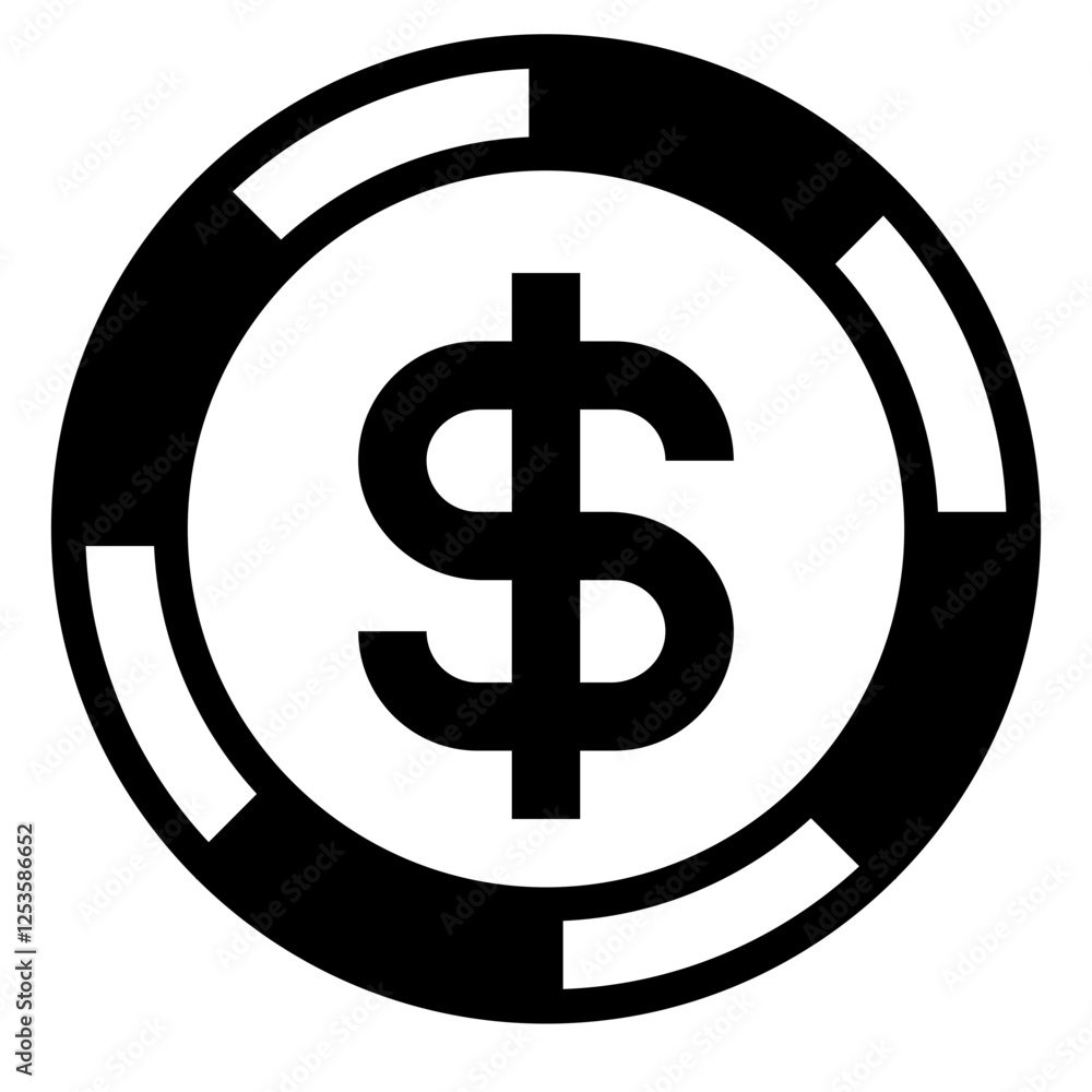 Stylized Dollar Chip Icon for Gaming Stylized Dollar Chip Icon for Gaming