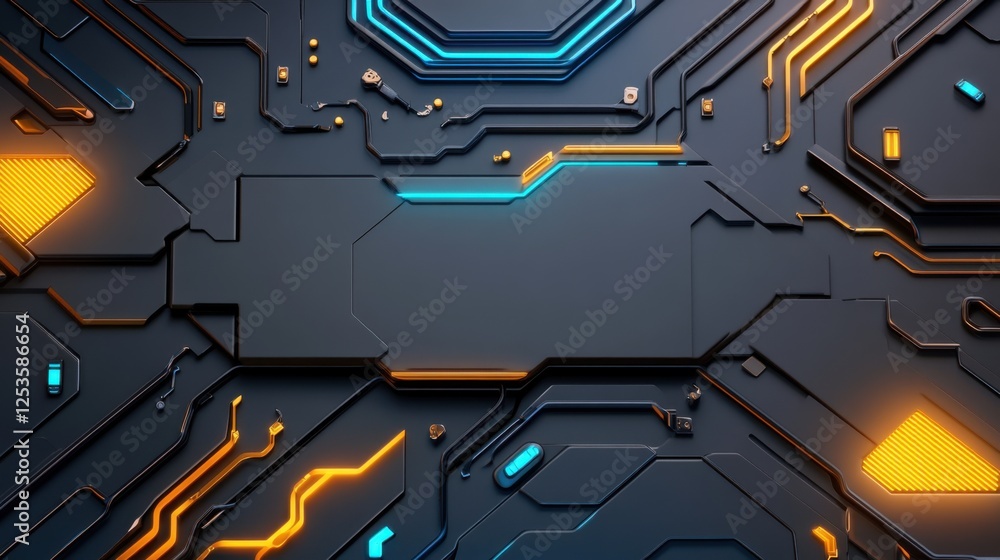A futuristic glowing AI circuit board, blue neon lights, deep tech atmosphere A futuristic glowing AI circuit board, blue neon lights, deep tech atmosphere
