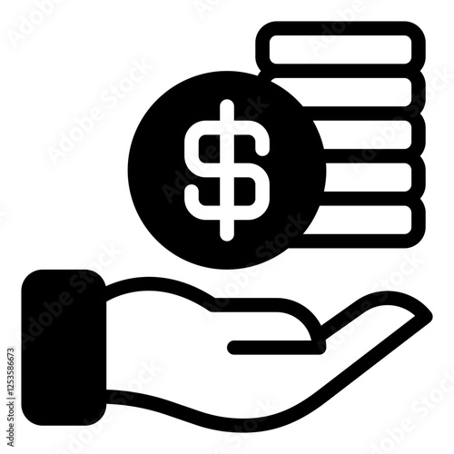 Iconic Hand Holding Coins Symbolizing Wealth