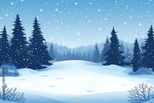 Wallpaper Mural Snowy Winter Forest Landscape Background Torontodigital.ca