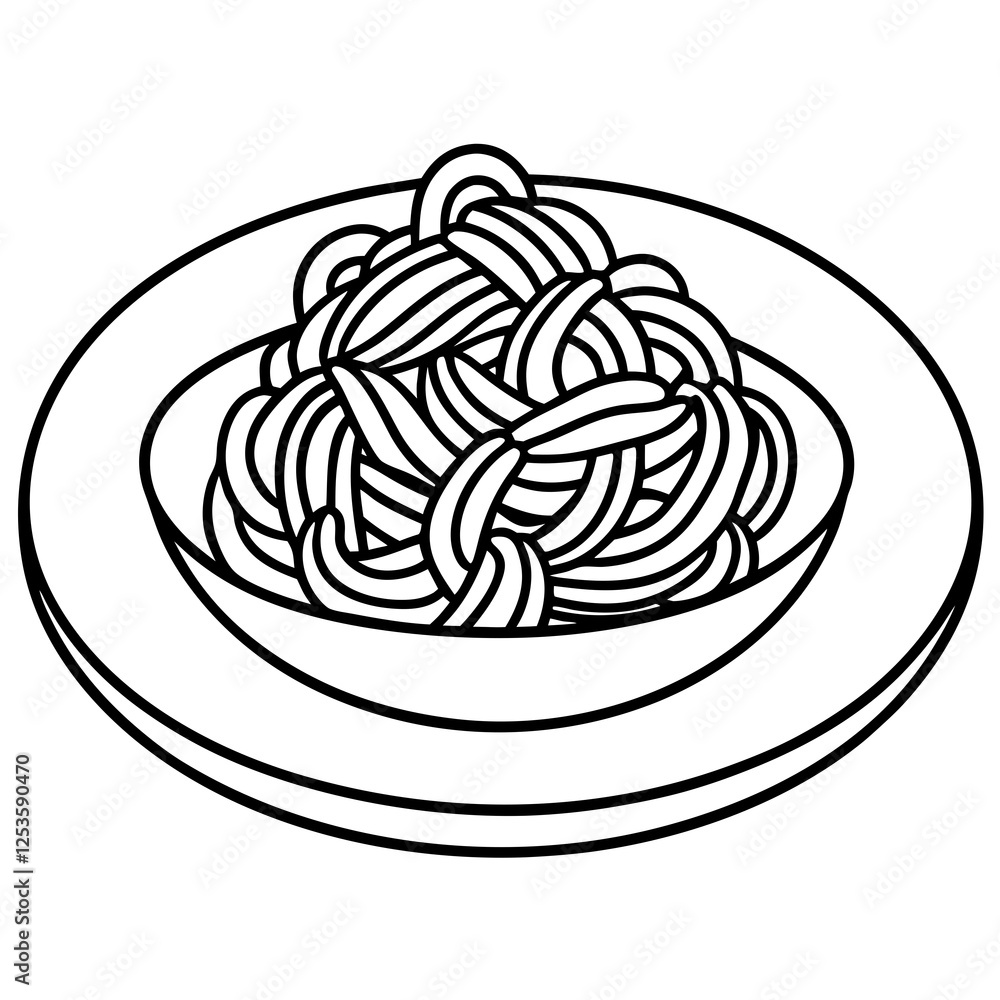 Minimalist Spaghetti Plate Line Art Design Minimalist Spaghetti Plate Line Art Design