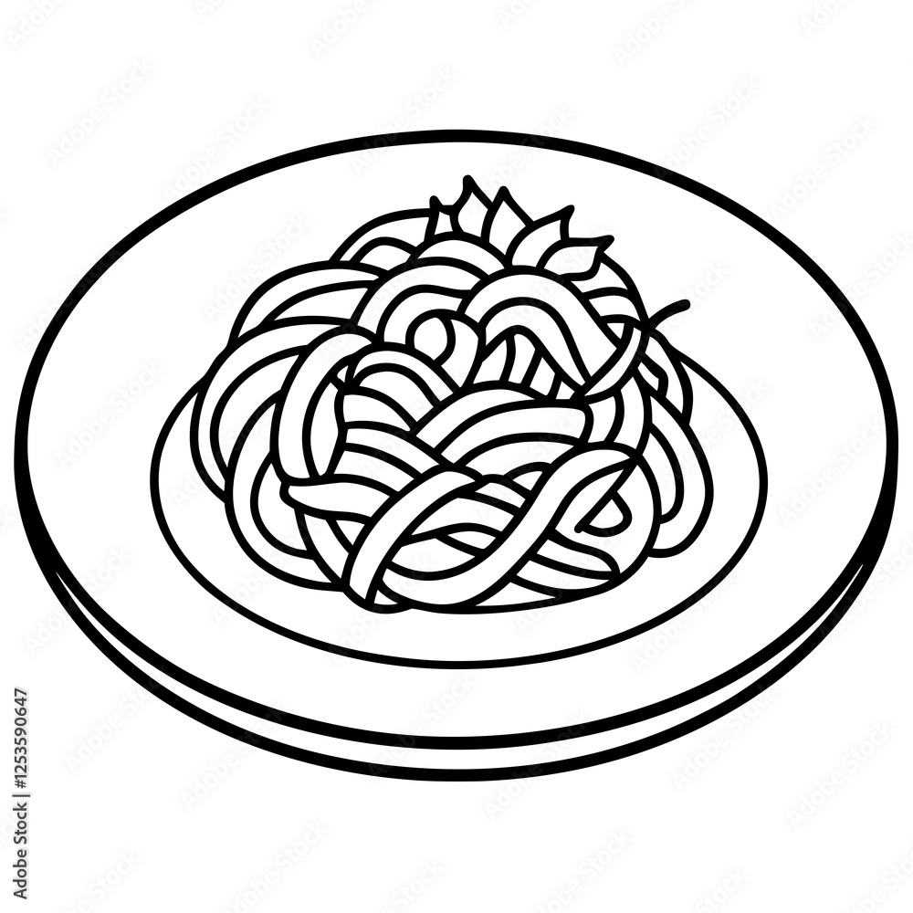 Minimalist Spaghetti Plate Line Art Design Minimalist Spaghetti Plate Line Art Design