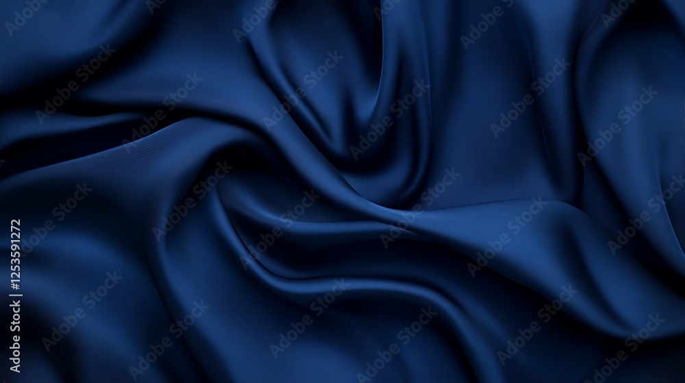 Obraz premium Deep Blue Draped Silk Fabric Texture Background
