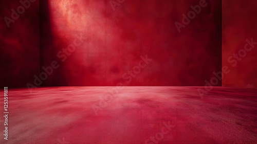 Dramatic dark red textured floor with moody lighting