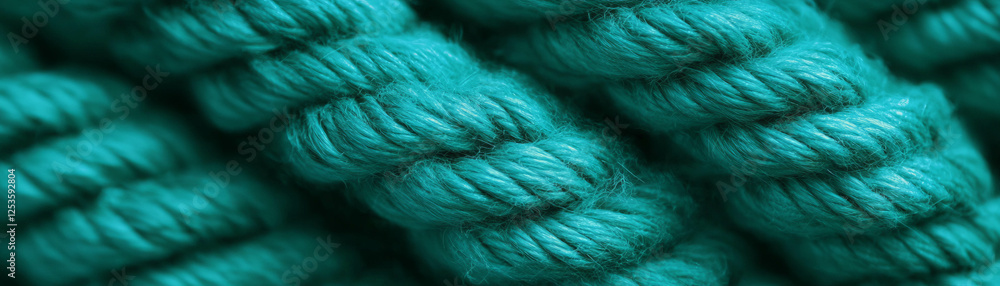Obraz premium Close-up view of woven rope showcasing intricate twisted texture on a bright background