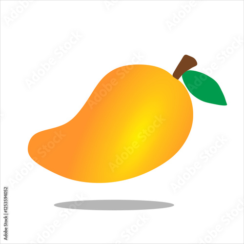 Vector illustration of Fresh Mango with Leaves Vector showing fresh mango. Mango is described as a rich golden yellow color.
