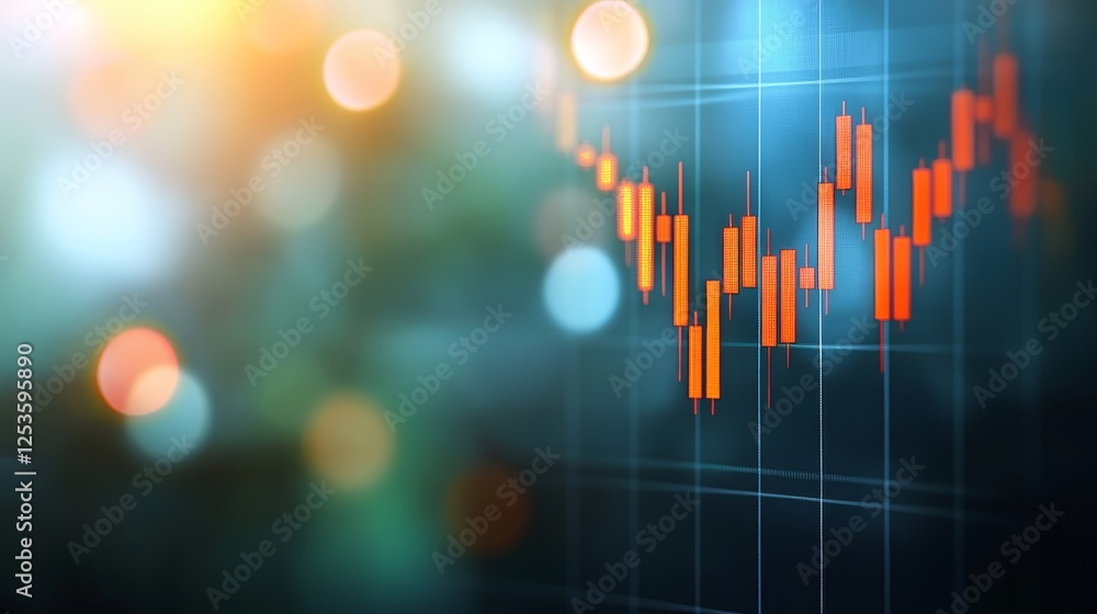 Fototapeta premium Stock chart analysis, deciphering market trends and financial data for strategic investment decisions