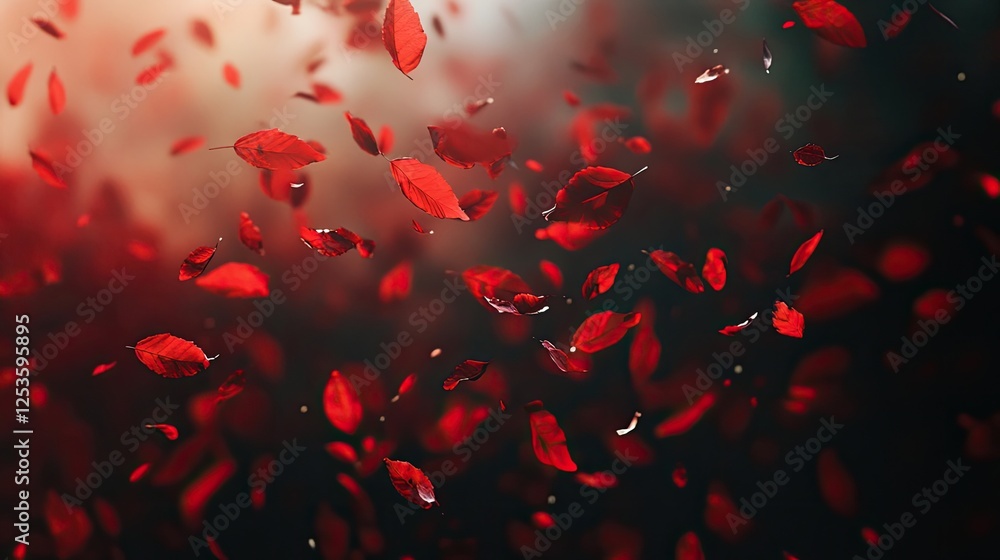 Red leaves falling in autumn Red leaves falling in autumn