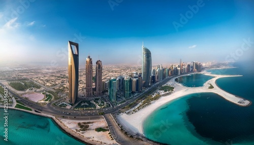 bird s eye and aerial drone view of abu dhabi city from observation deck photo