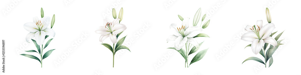 Fototapeta premium Minimalistic White Lily Design in a Fresh and Elegant Style