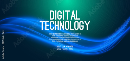 Digital technology banner green blue background concept, cyber technology circuit, abstract tech, innovation future data, internet network, Ai big data, futuristic wifi connection illustration concept