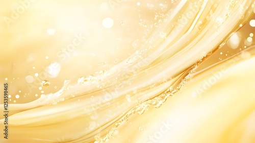 Shimmering Golden Wave of Flowing Energy and Motion in a Mesmerizing Digital Artwork  Elegant luminous and captivating abstract design with a smooth glowing gradient and fluid swirling curves photo