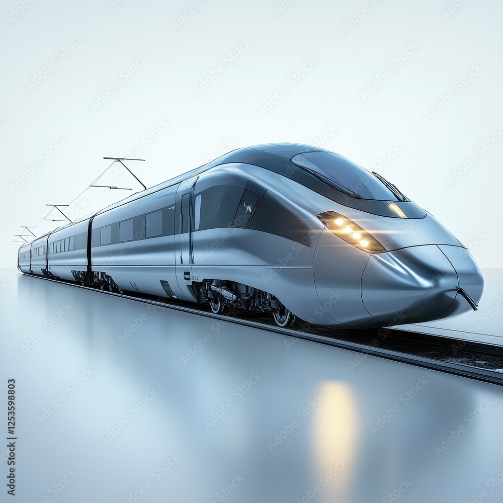 Fototapeta premium Modern High-Speed Train on Sleek Railway Tracks