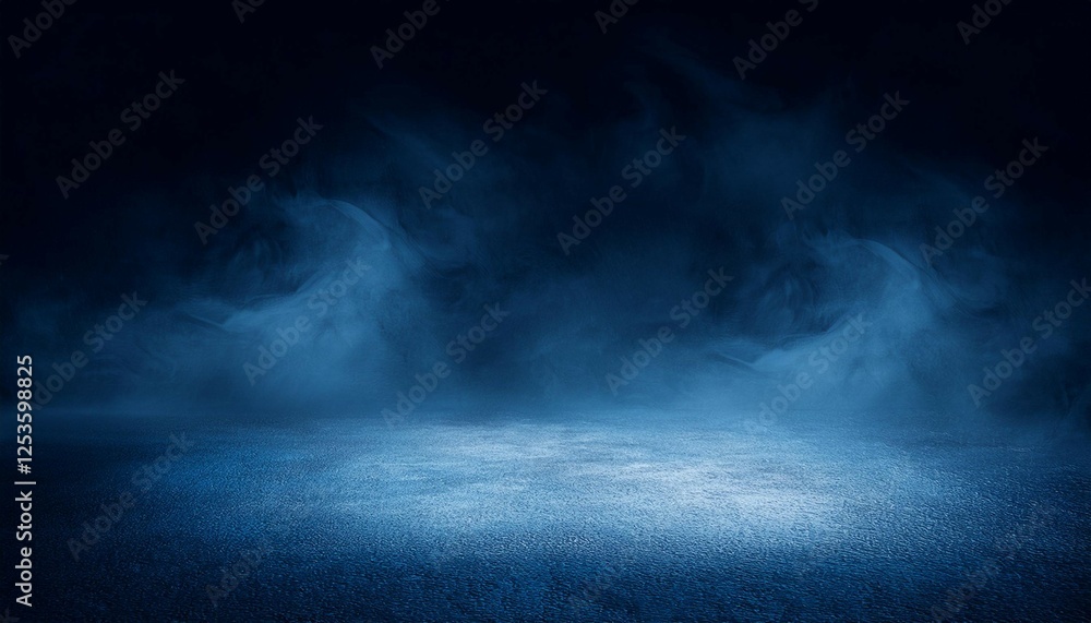Fototapeta premium dark street abstract dark blue background the concrete floor and studio room with smoke float up the interior texture for display products