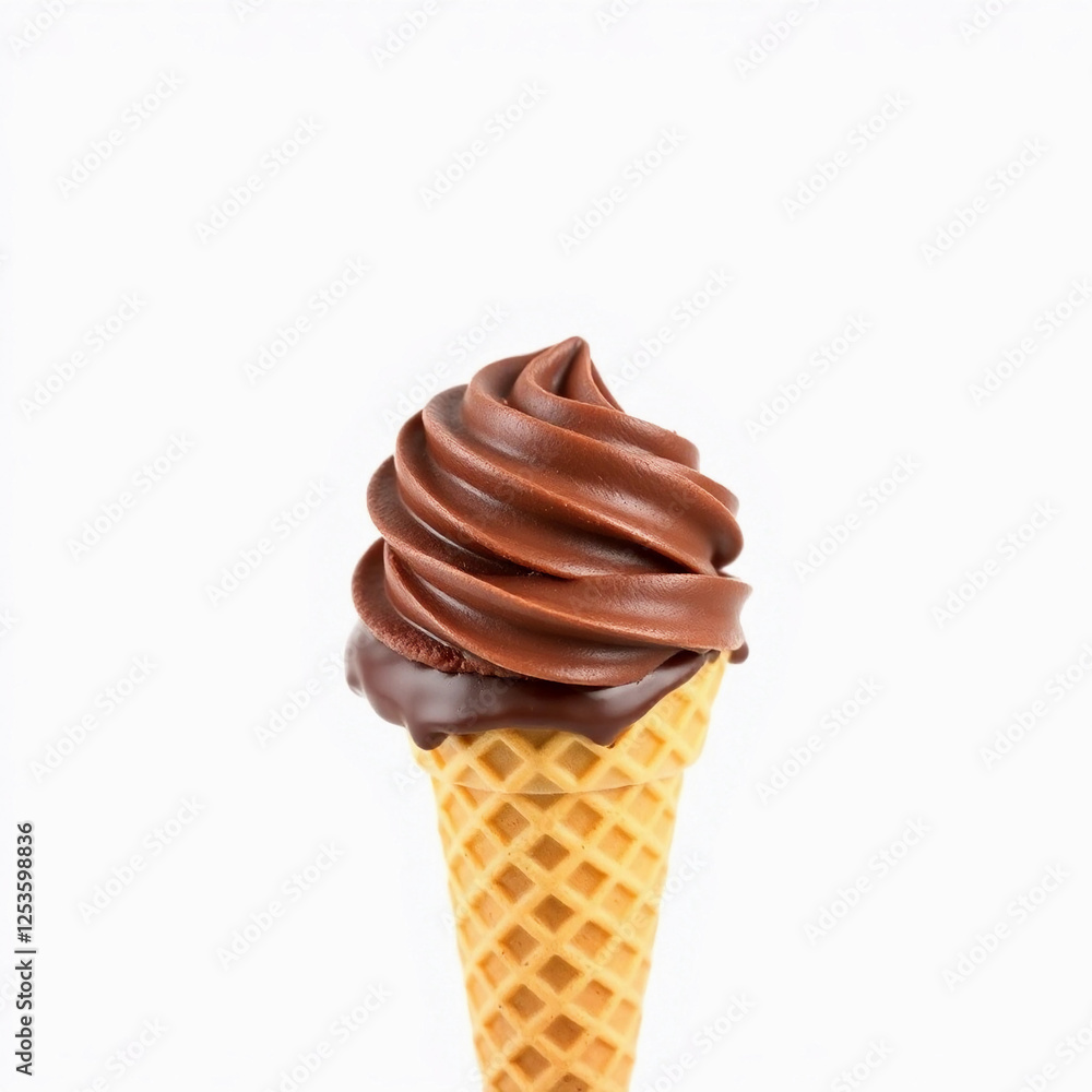 chocolate ice cream with cone isolated on white background chocolate ice cream with cone isolated on white background