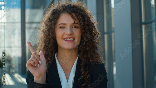 Caucasian woman pensive thoughtful businesswoman student girl creative employee office manager entrepreneur thinking in city outdoors question happy female smile come up with idea insight logic answer