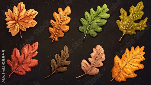 Wallpaper Mural Set of autumn leaves in cartoon style for seasonal banner Torontodigital.ca