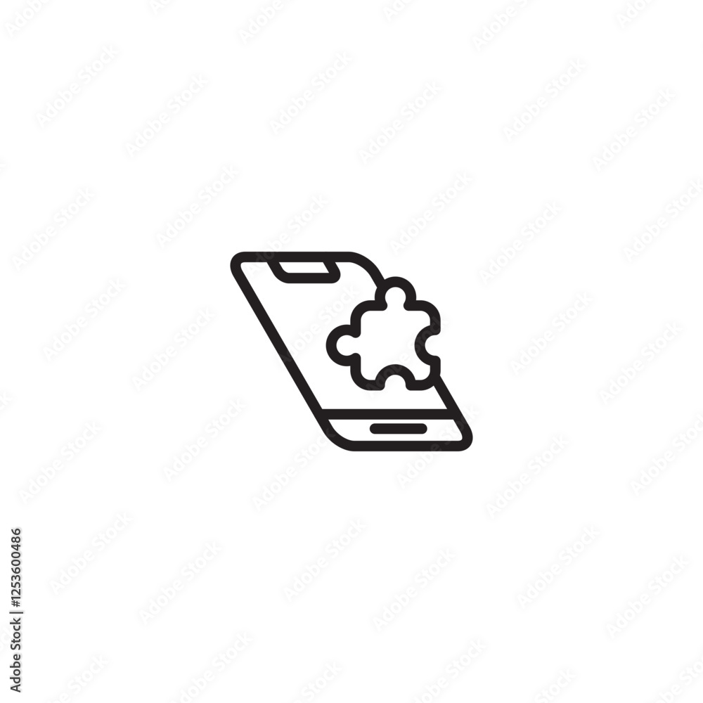 A smartphone with a puzzle piece icon overlaid. Represents mobile app development, software integration, or customizable phone features.