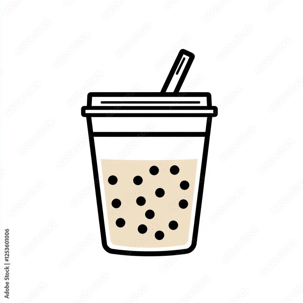 Outline illustration of a bubble tea cup (1) Outline illustration of a bubble tea cup (1)