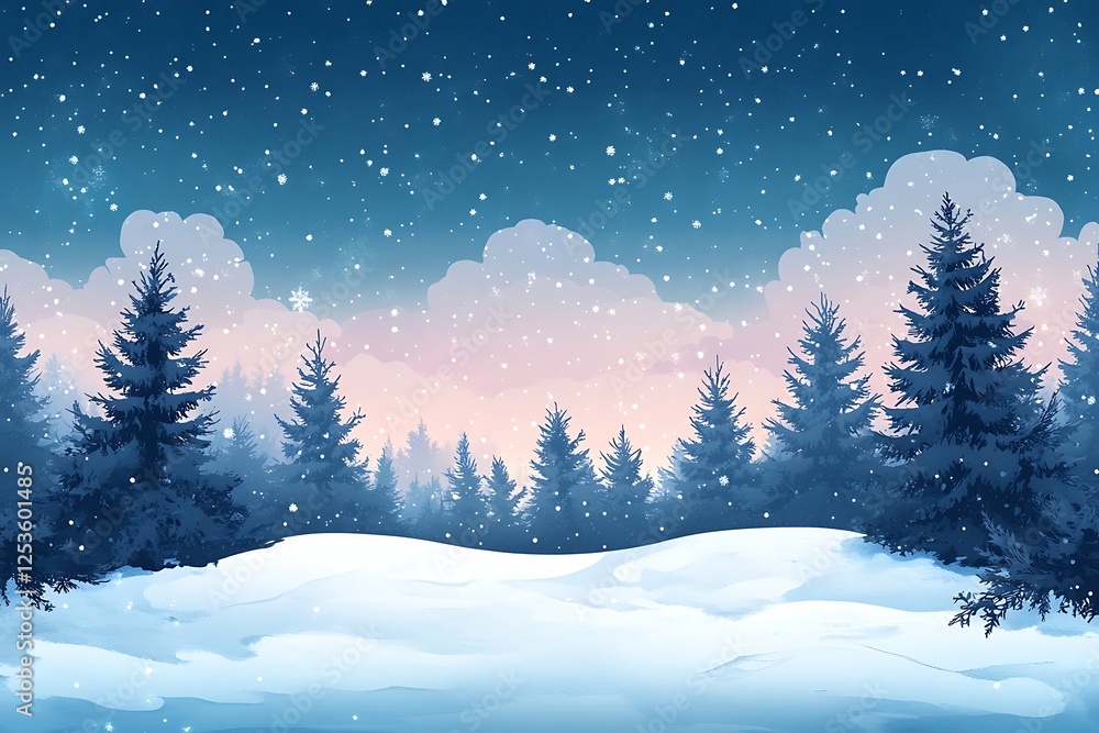 Naklejka premium Peaceful Winter Woods Digital Art