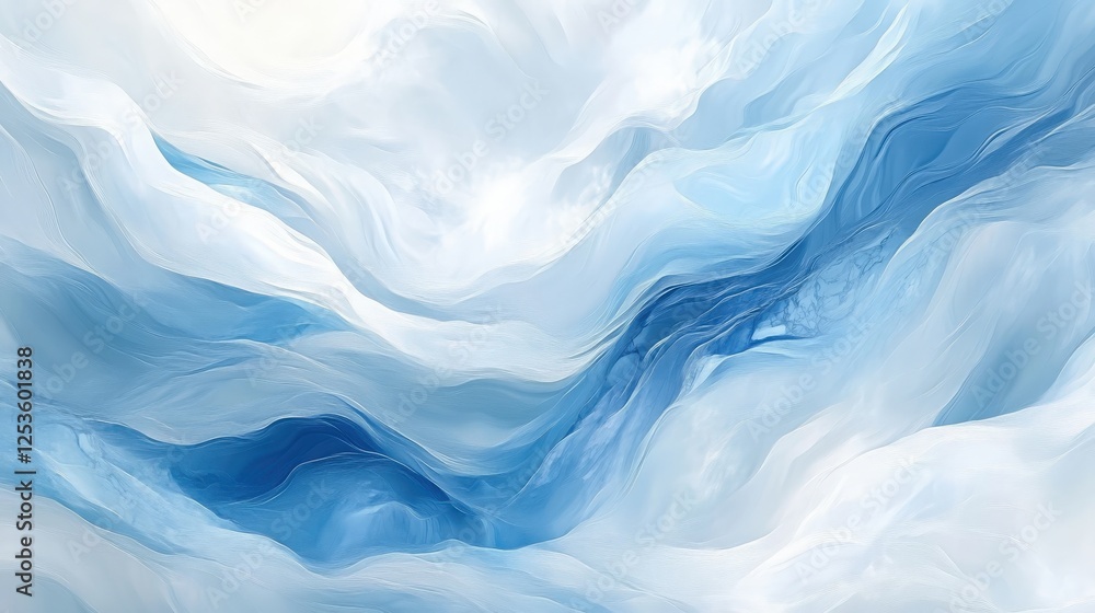 Fototapeta premium Abstract Blue and White Swirling Waves Design