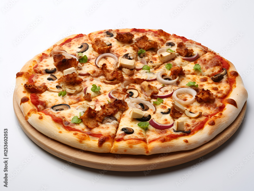 Delicious Freshly Baked Pizza with Cheese and Toppings Delicious Freshly Baked Pizza with Cheese and Toppings