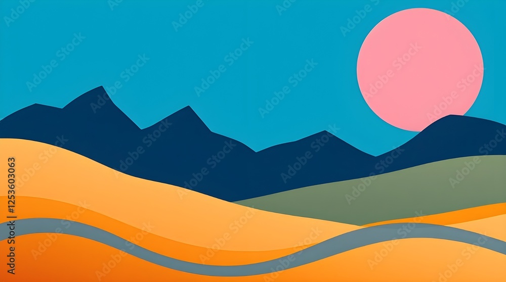 Obraz premium A Beautiful, Tranquil Sunset Occurring Over Gentle Waves in Stunning Vibrant Blue Tones