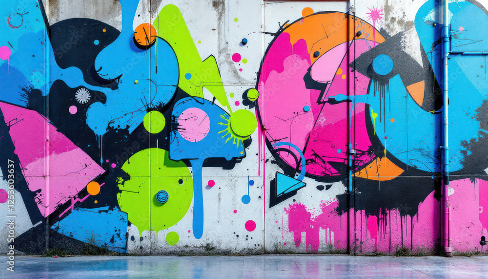 Abstract Colorful Graffiti Art on Wall Abstract Colorful Graffiti Art on Wall