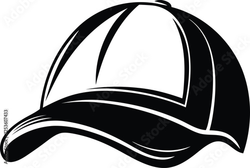 Vintage style Baseball Cap vector, Baseball Cap silhouette and line art vector illustration