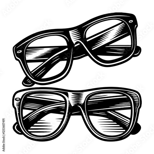 Eyeglasses on a white background vector art illustration