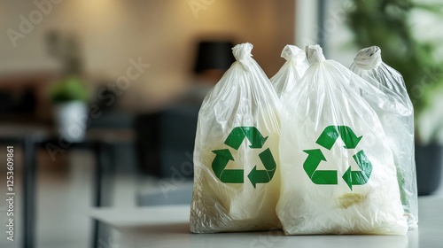 Sustainable Packaging Solution: Eco-Friendly Biodegradable Plastic Bags with Recycling Symbols