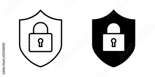 Set of security shield icons, security shields logotypes. Isolated on white background.