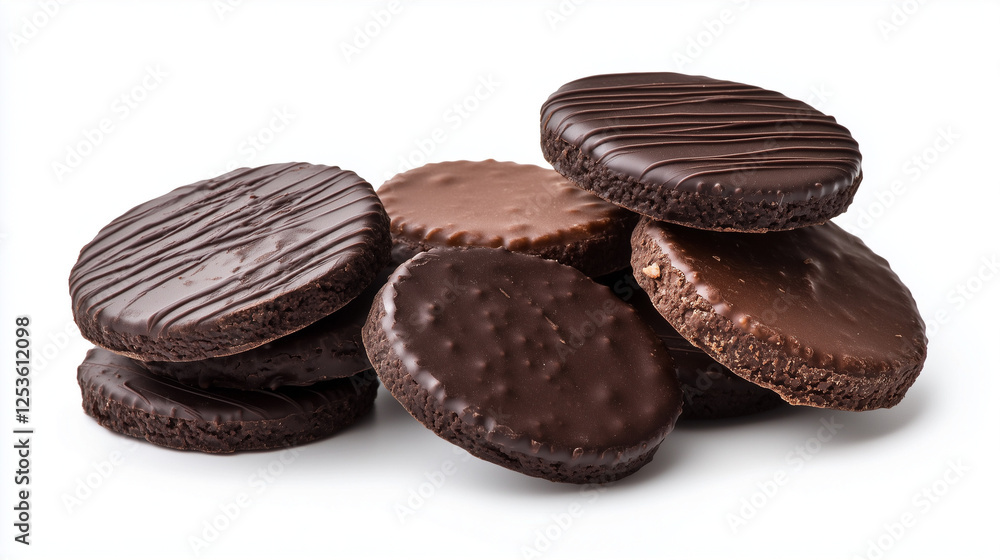 chocolate coated cookies isolated on white chocolate coated cookies isolated on white