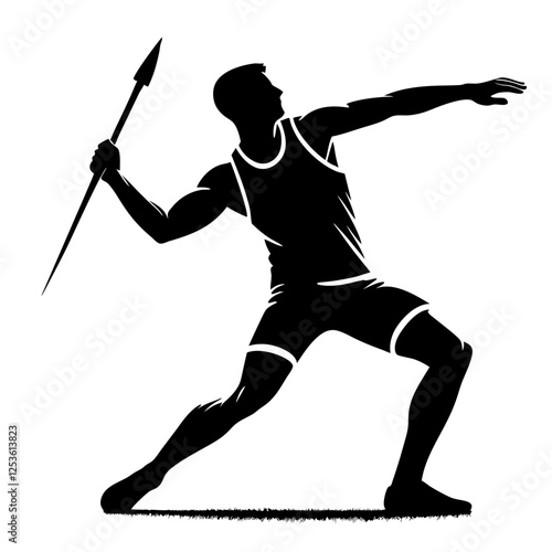 Javelin thrower launching a javelin silhouette