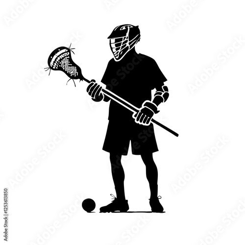 Lacrosse player cradling a ball silhouette