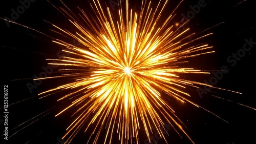 Wallpaper Mural Golden Fireworks Burst Explosion on Black Background Torontodigital.ca