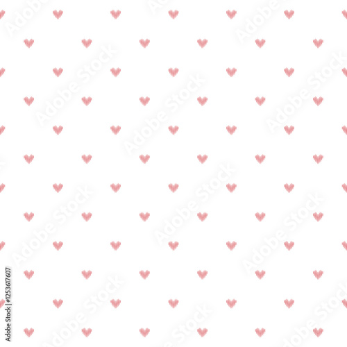 Red mini heart seamless pattern on white background