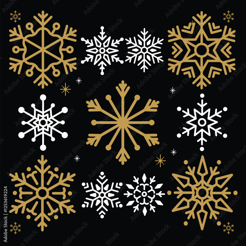 Fototapeta premium Traditional Snowflake Shapes