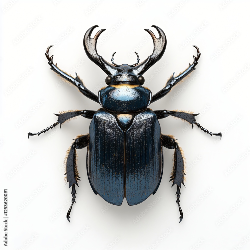 Fototapeta premium Stunning Metallic Blue Beetle Macro Photography Insect Closeup Detailed Entomology