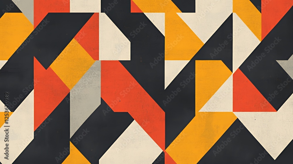 Abstract Geometric Pattern in Orange Yellow and Grey Abstract Geometric Pattern in Orange Yellow and Grey